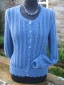 Shunnerfell cardigan Hand Knitted in blue Wensleydale wool.