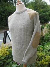 Hand framed crew neck sweater in natural Swaledale wool