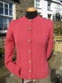 Hand Knitted Tan Hill cardigan in Wild Rose Wensleydale wool