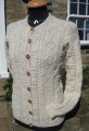 Ladies hand-knitted cardigan in Natural Swaledale Wool with real wood buttons.