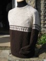 Hand Knitted Kisdon sweater in Natural Swaledale and Dark Brown Welsh Hill wool